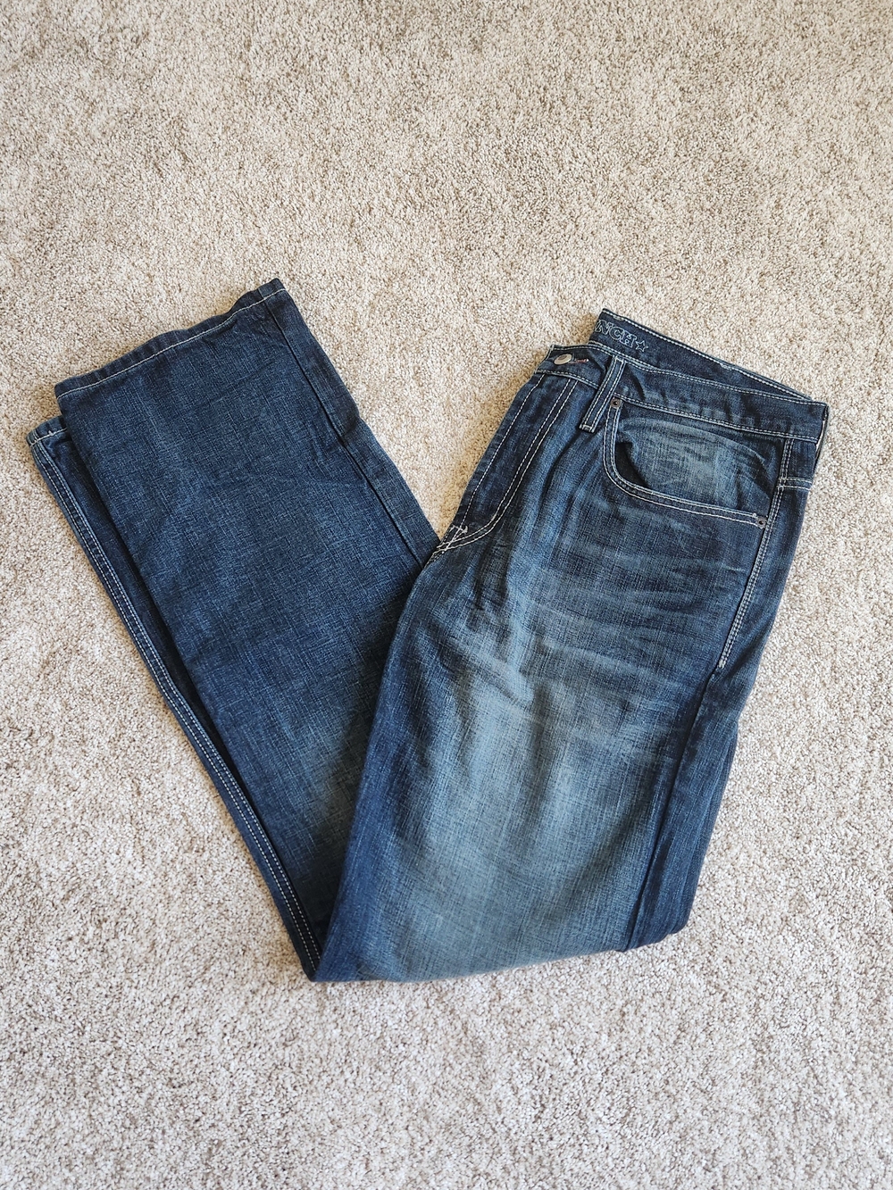 Cinch Men's Dark & Faded Blue Straight Jeans